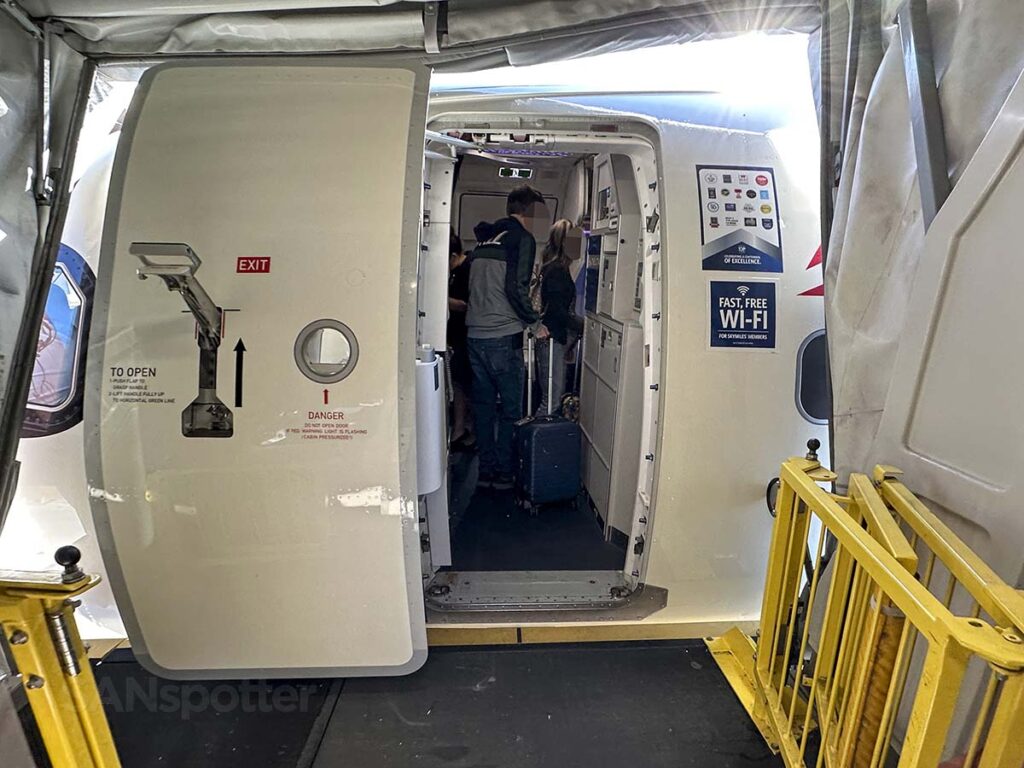 Delta A321neo forward boarding door open