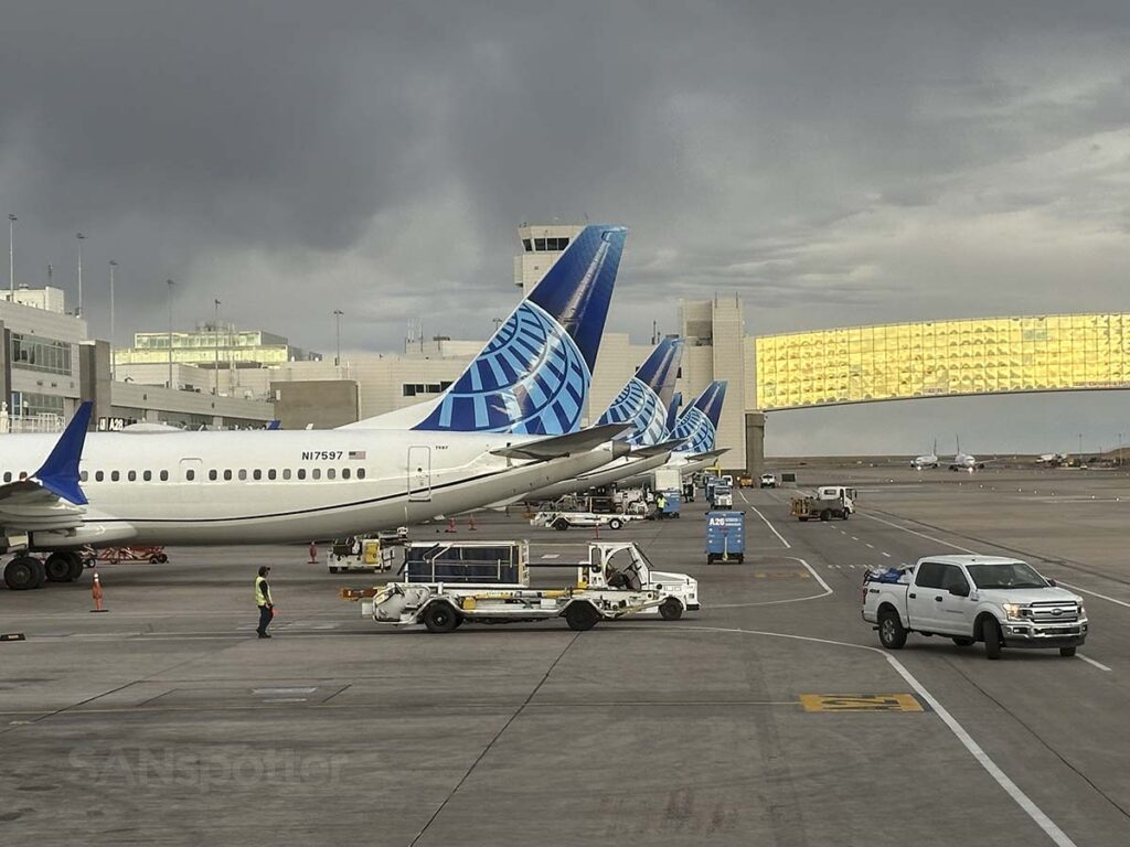 United 737s parked at concourse A Denver International Airport