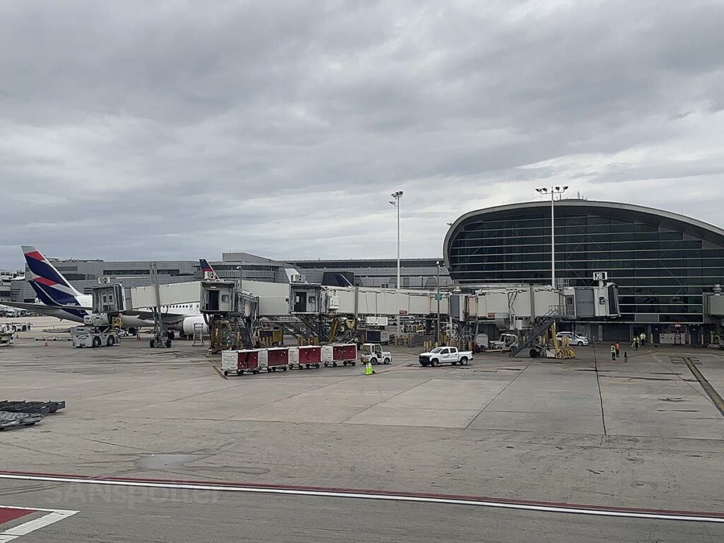 Pulling up to concourse J at the Miami International Airport