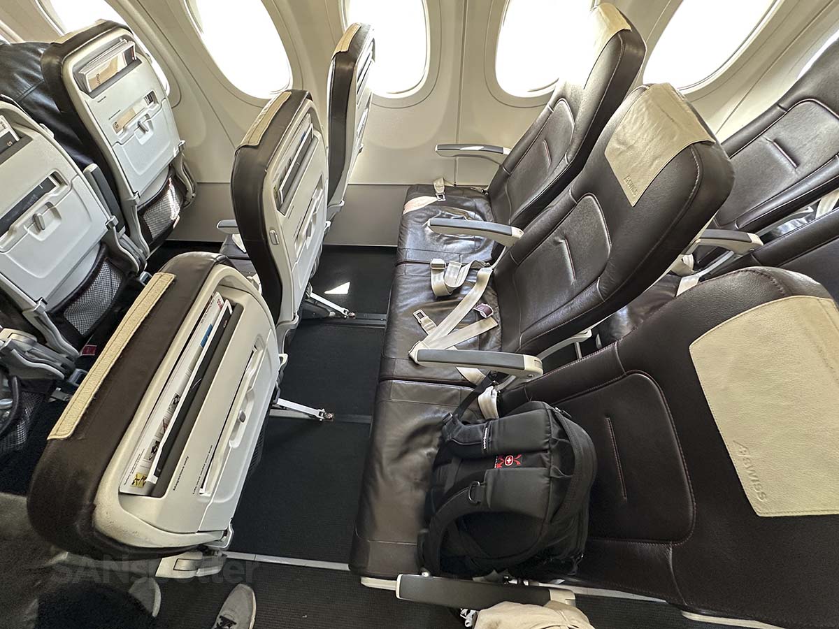Swiss A320neo business class seats 3D, 3E, and 3F