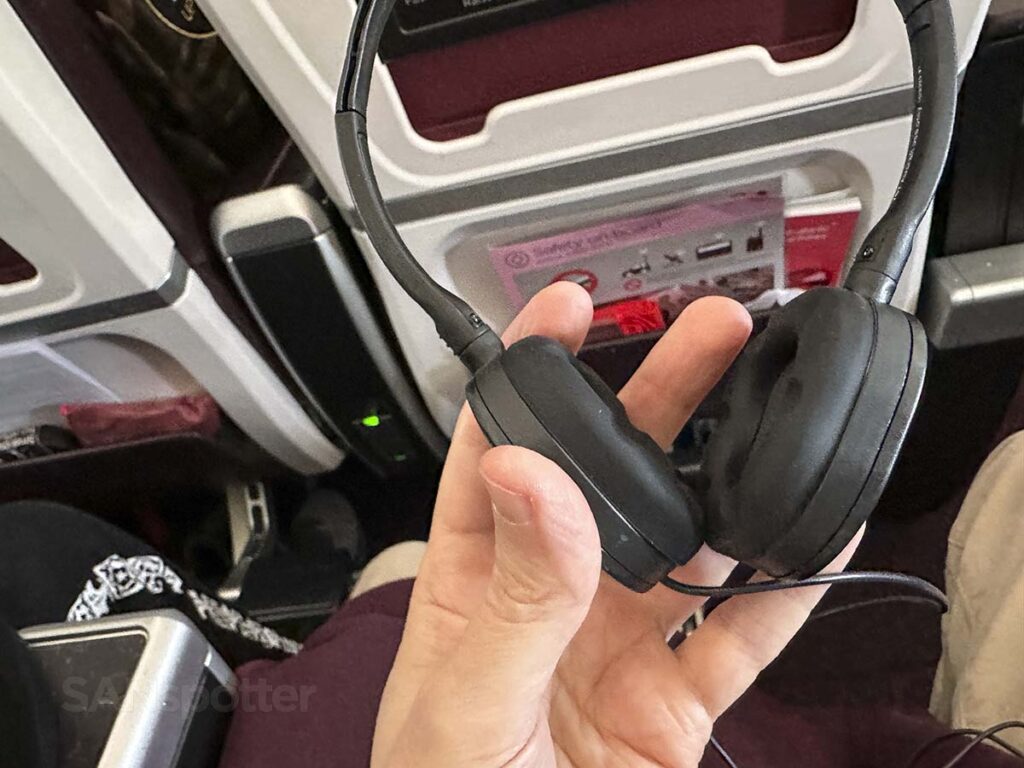 My dessert in Virgin Atlantic A350-1000 Premium Economy non-noise canceling headphones