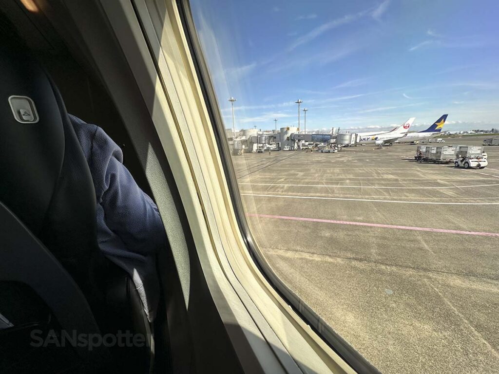 Looking out my window from a Japan Airlines 737-800 while taxiing to the gate at the Tokyo Haneda airport