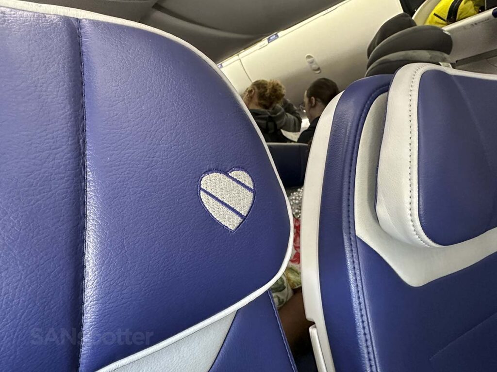 Southwest Airlines 737 MAX 8 extra legroom  headrest