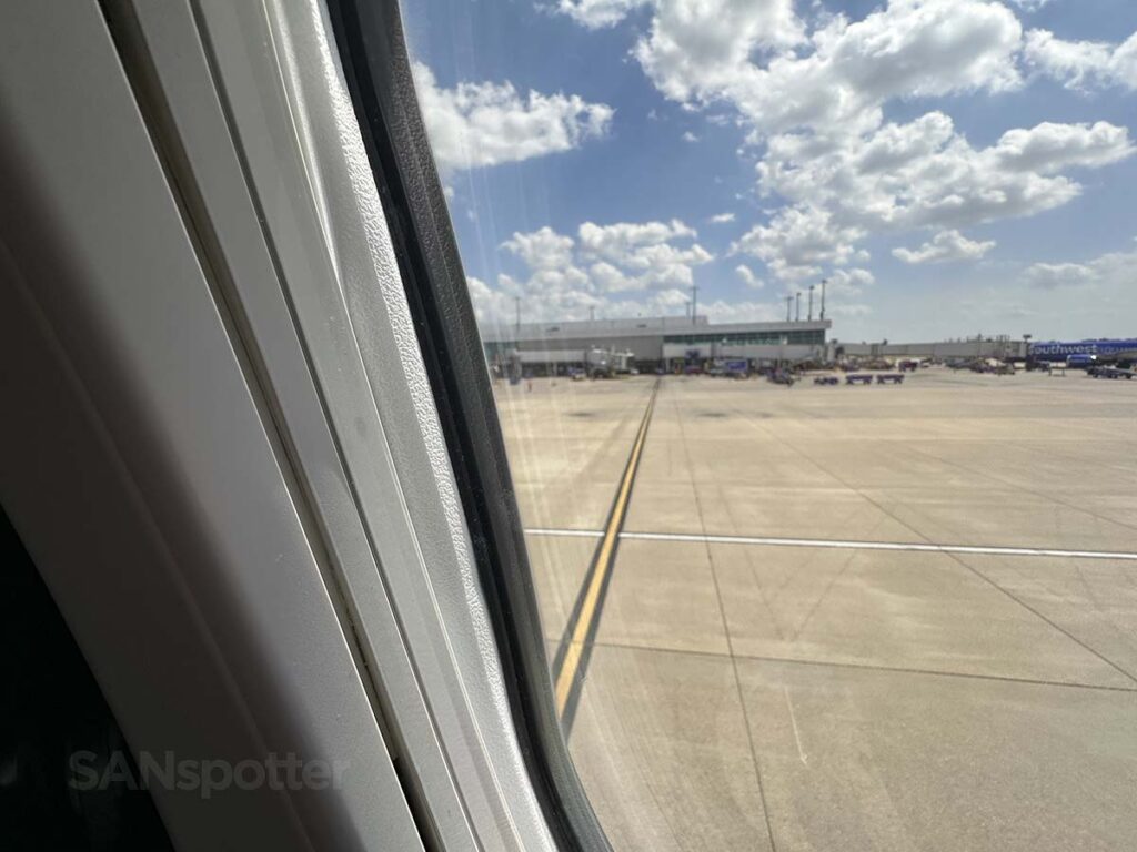 Looking out my window from a Southwest Airlines 737 MAX 8 as we're pulling up to terminal 1 at DAL