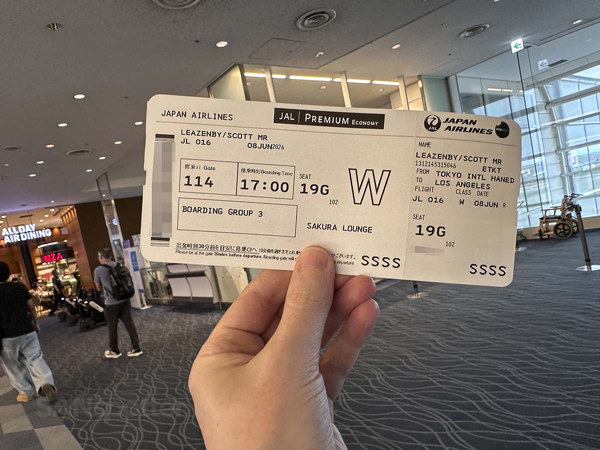 My boarding pass for JAL A350-1000 premium economy from Tokyo to Los Angeles with SSSS marking