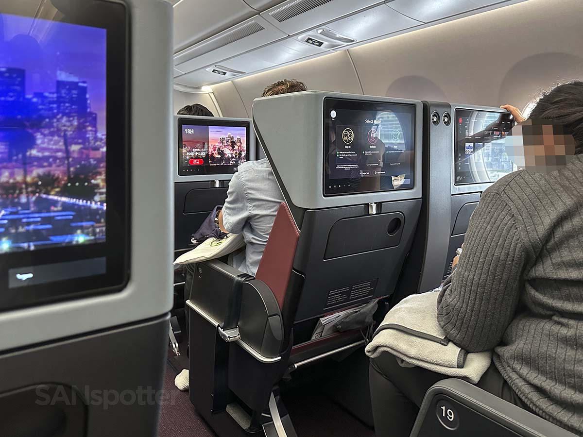 Privacy wings around the headrests of the seats in JAL A350-1000 premium economy