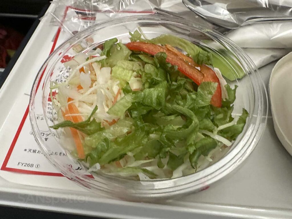 A side salad served with my meal in JAL A350-1000 Premium Economy