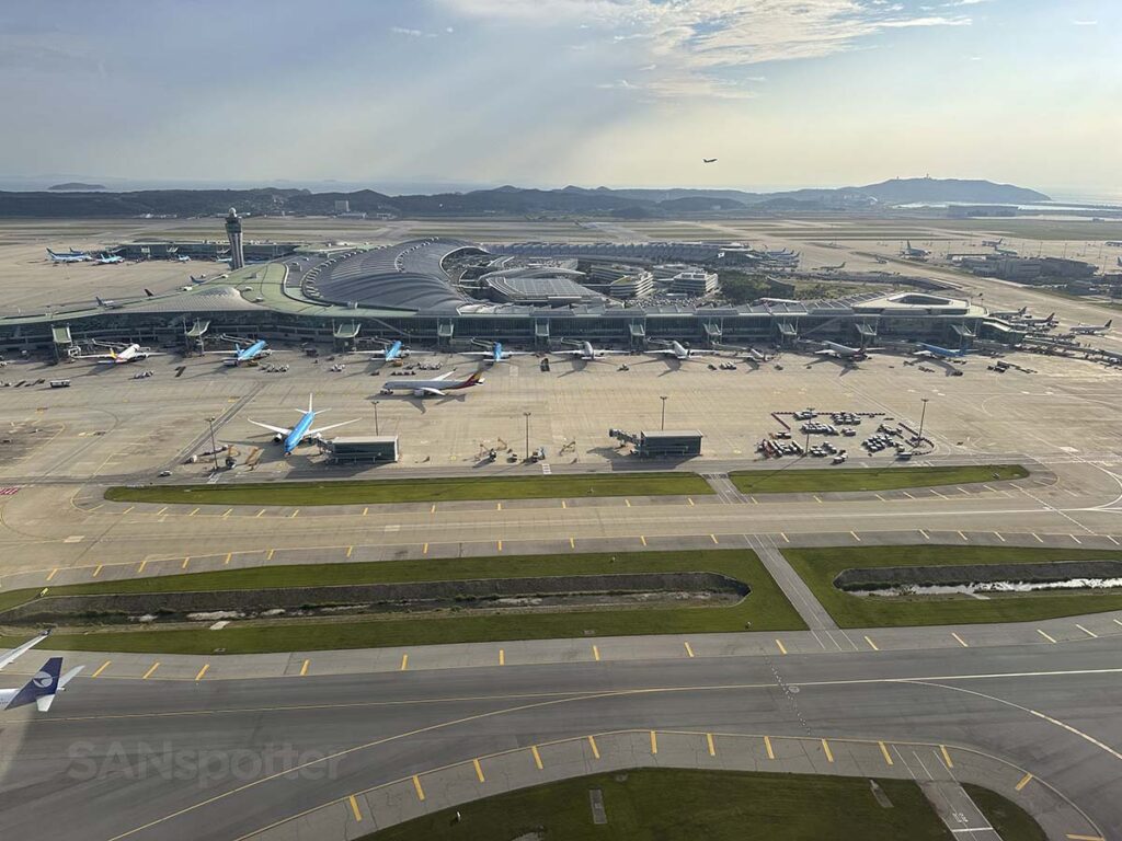 Looking down at the terminal building just moments after taking off from runway 33L at ICN