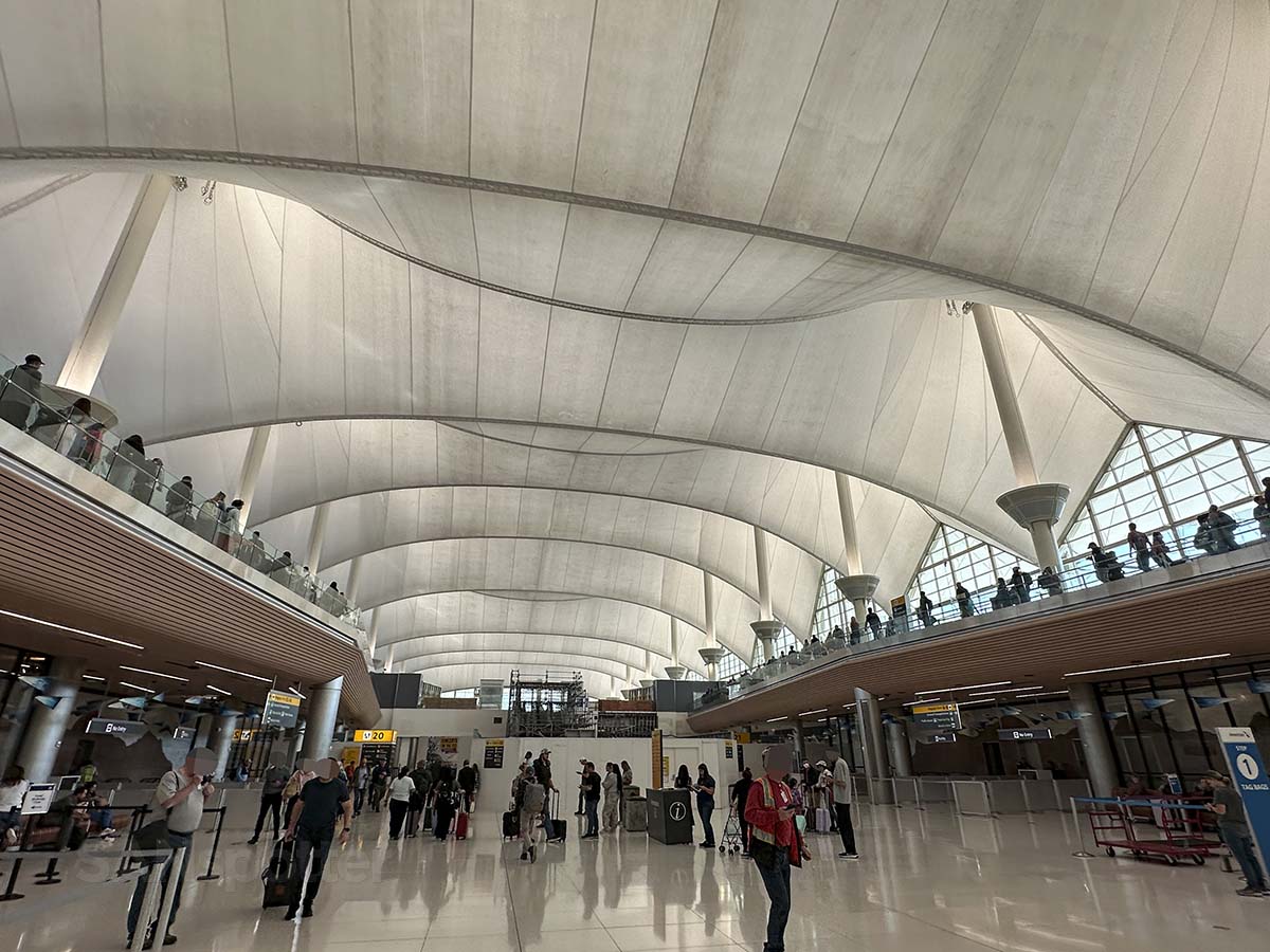 Denver International Airport main terminal canvas roof looking at it from the inside