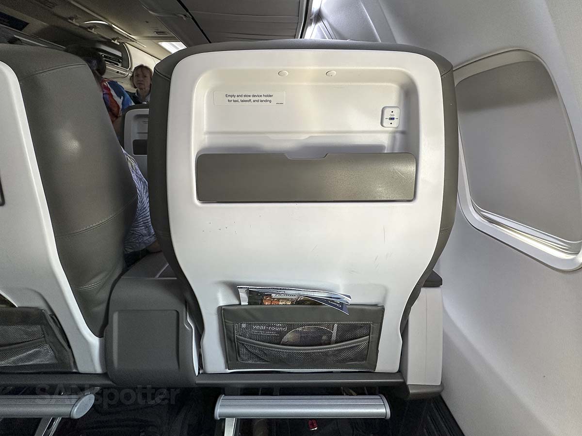 Alaska Airlines 737-800 first class seatback without video screens