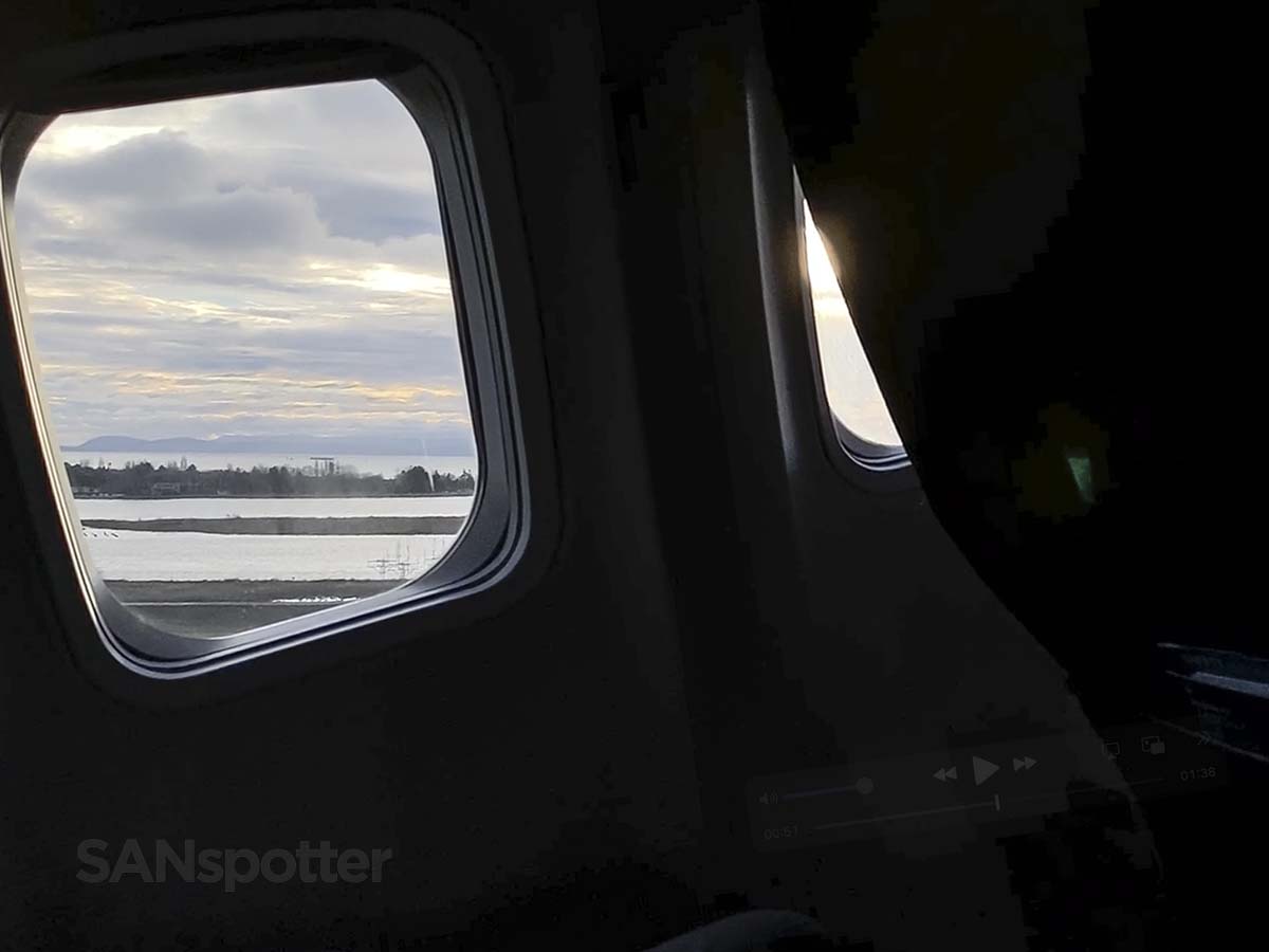 Looking out the window while taking off from YVR in an Alaska Airlines 737-800 December 2018