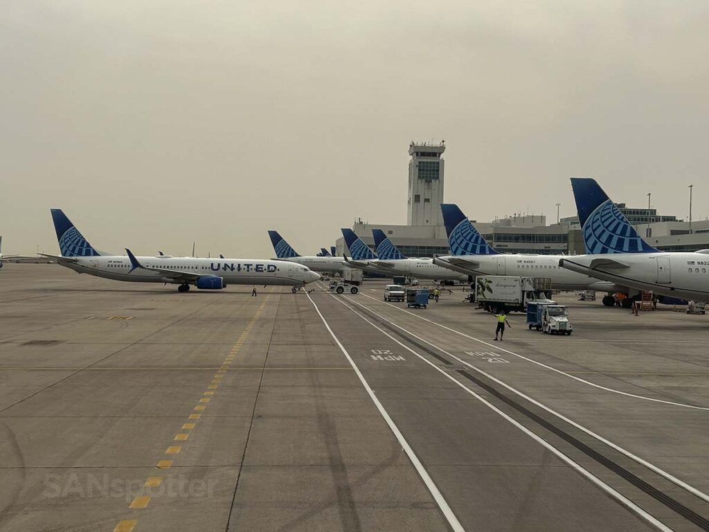 United airlines aircraft parked at concourse B Denver International Airport
