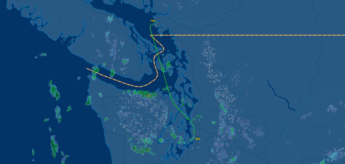 YVR-SEA route map AS706 December 2018