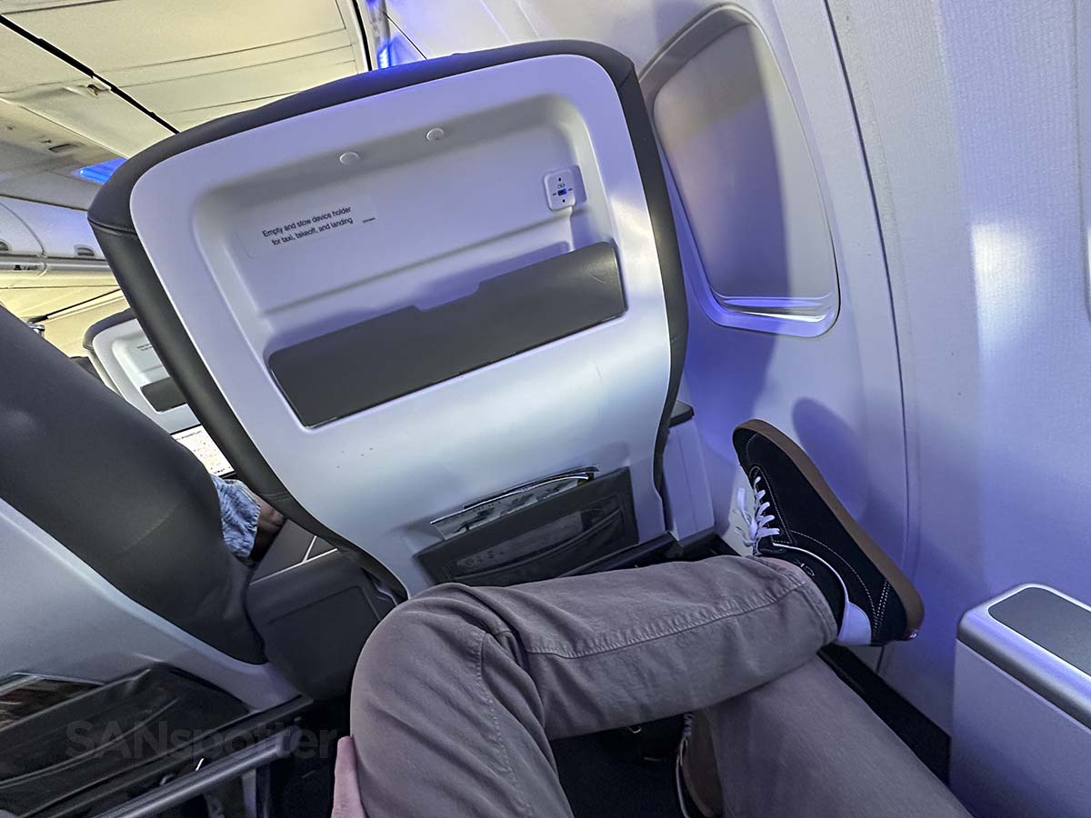 Crossing my legs in Alaska Airlines 737-800 first class