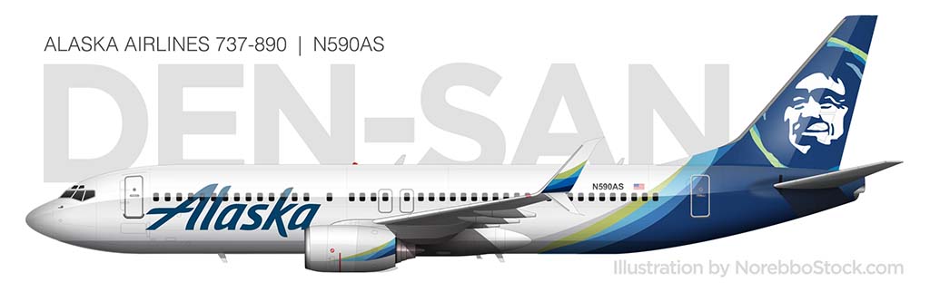 Alaska Airlines 737-800 side view illustration