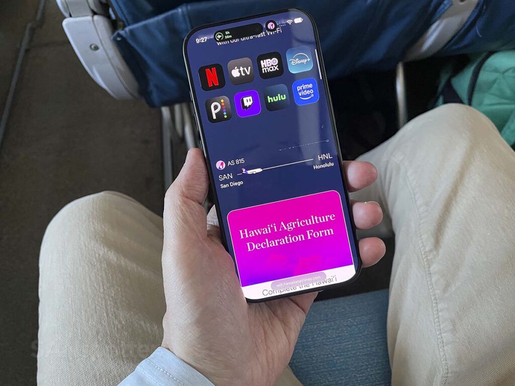 Hawaiian Airlines A330-200 Extra Comfort streaming in-flight entertainment