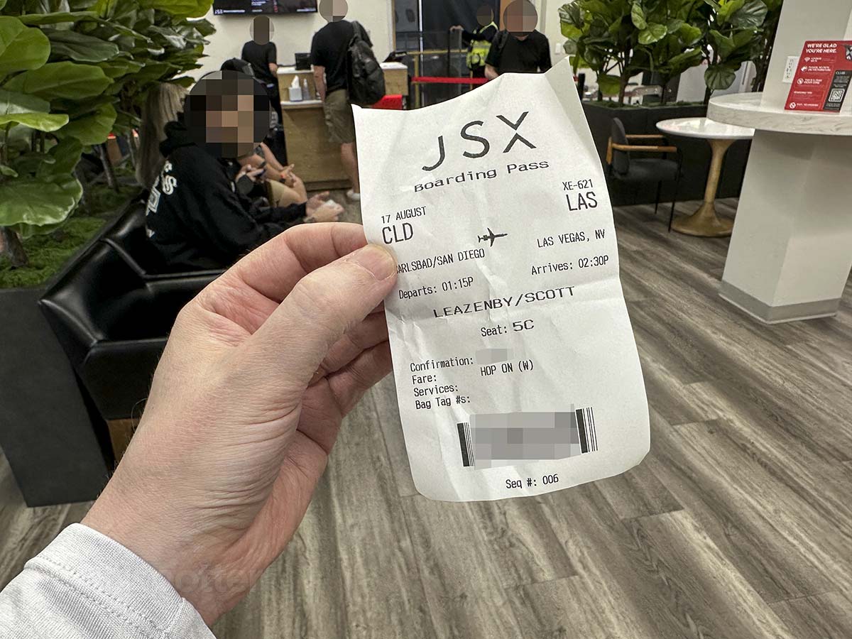 JSX Carlsbad to Las Vegas boarding pass