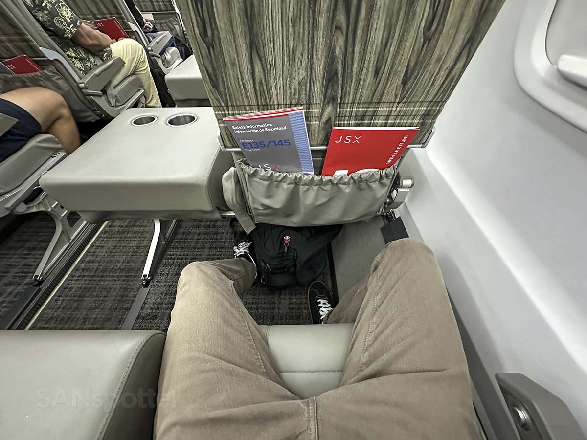 JSX Embraer 145 legroom and under seat storage space