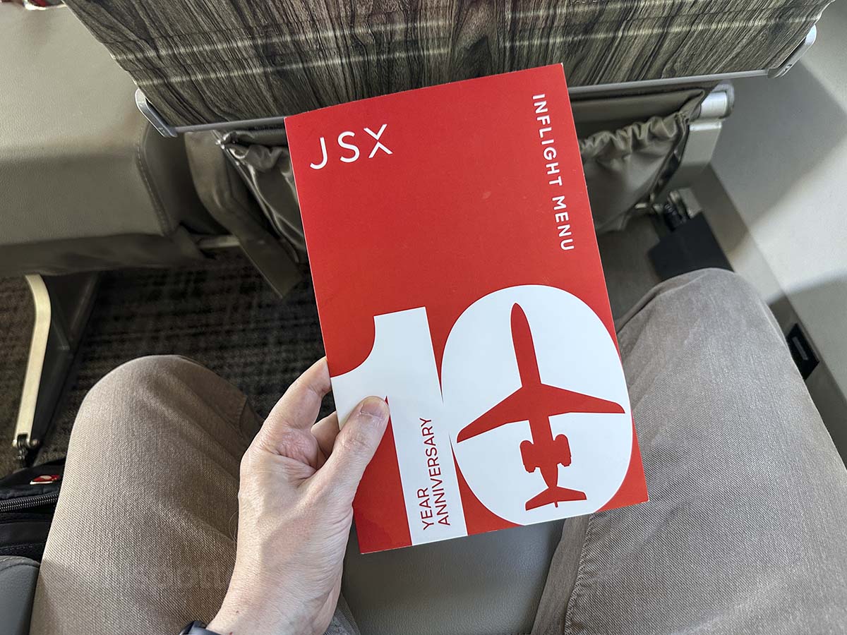 JSX in flight menu cover (with 10th anniversary markings)