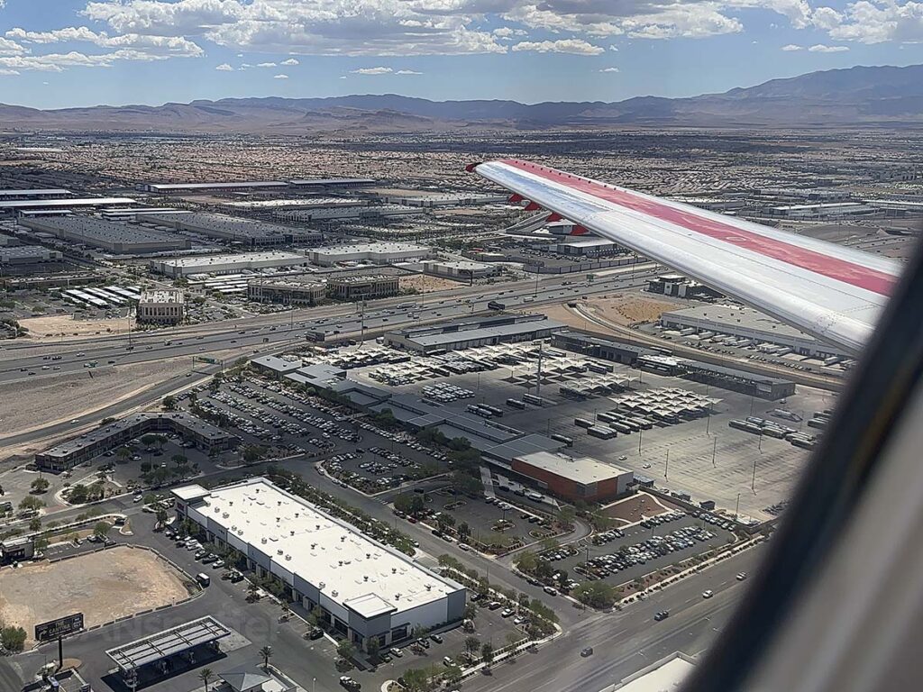 Looking out the window of a JSX E145 while on approach into Las Vegas