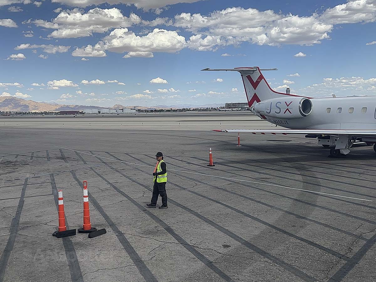 JSX ramp worker the private FBO terminal at LAS