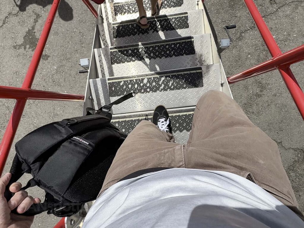 Walking down the air stairs while deplaning a JSX E145 at LAS