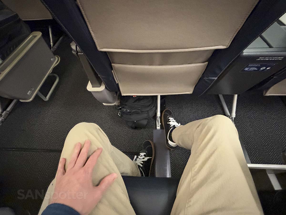 United Airlines 757-300 first class under seat storage space