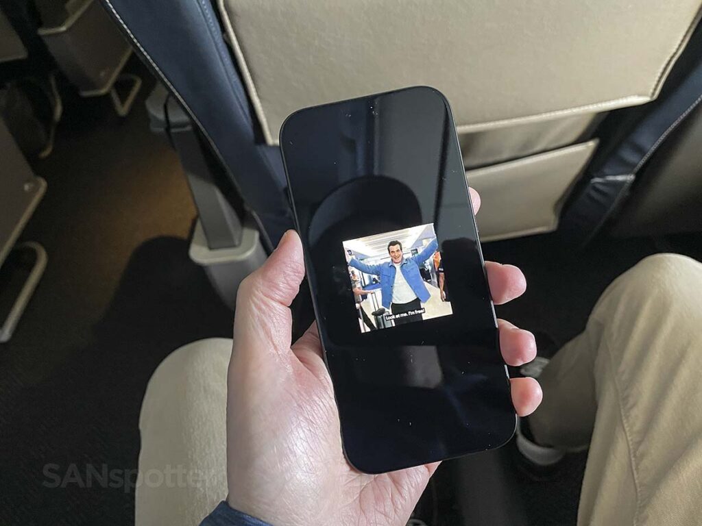 Being forced to watch an ad before viewing any content on the streaming in-flight entertainment system in United Airlines 757-300 first class