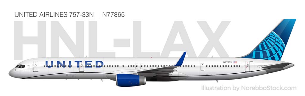 United Airlines 757-300 side view illustration