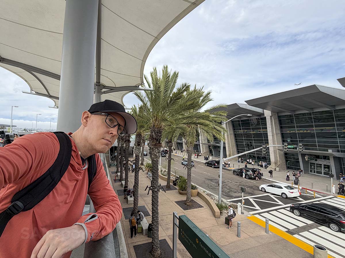 Scott Leazenby standing outside of terminal 2 west San Diego airport