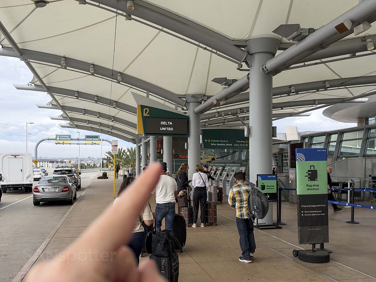 United and Delta drop off area departures level San Diego airport terminal2 west