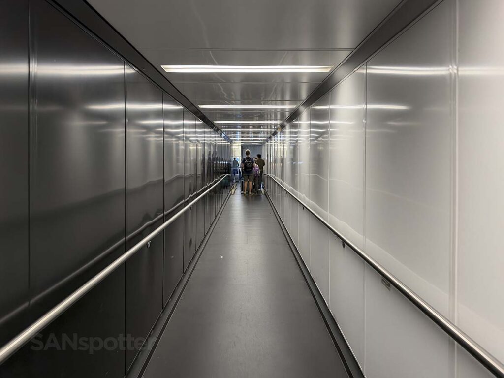 Walking down the jetway for gate 45 San Diego airport