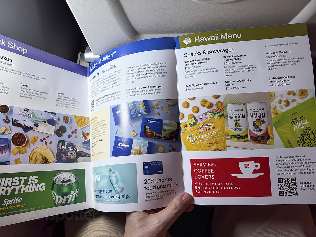 United Airlines bistro menu options October 2026